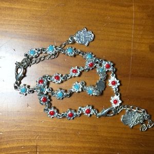 Hamsa Red and Blue Stone Bracelets